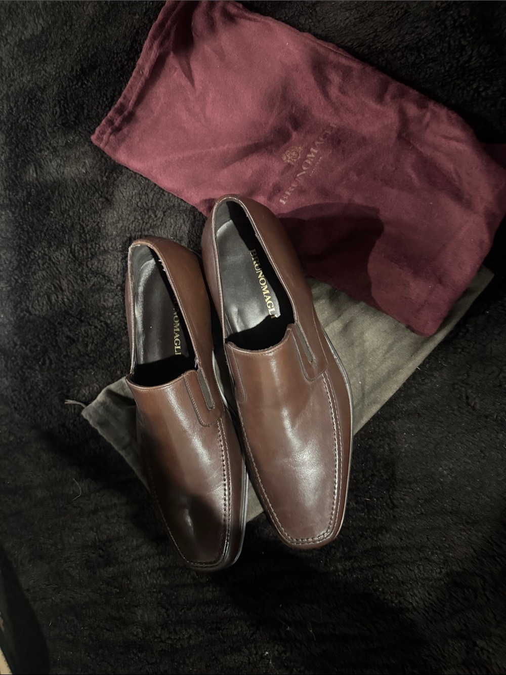 Bruno Magli Men's Brown Leather Slip-On Loafers